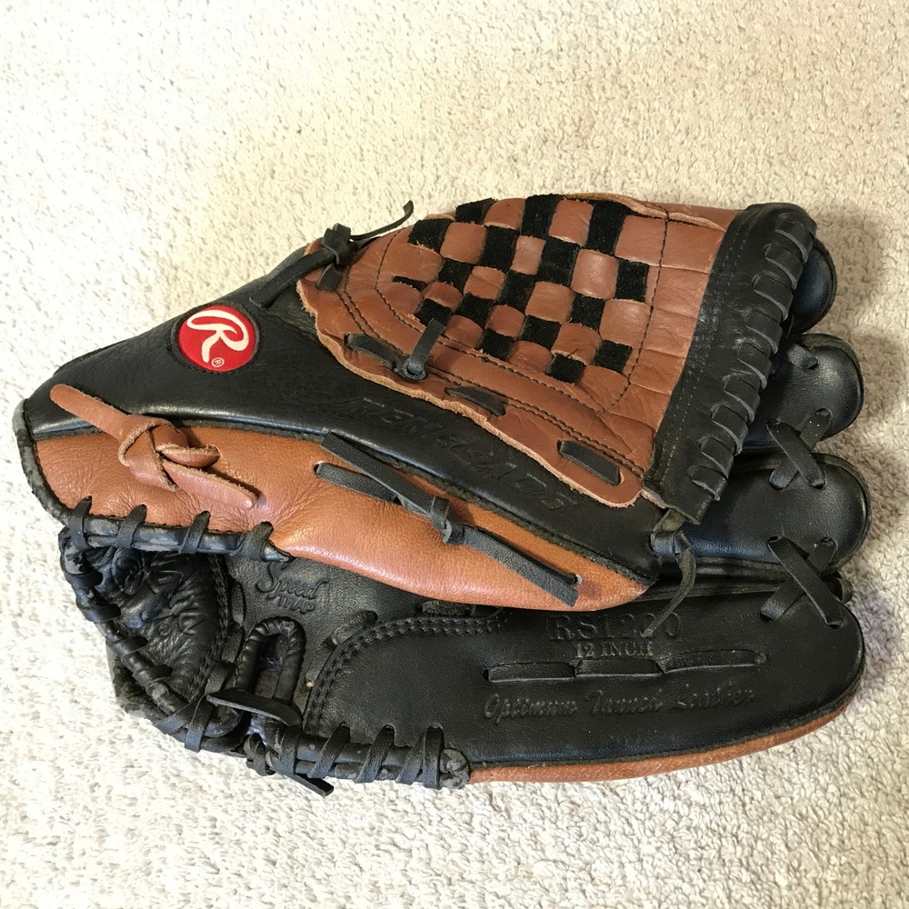 Rawlings Baseball Glove 12 Inch Black Brown Renegade RS1200 Tanned Leather RHT
